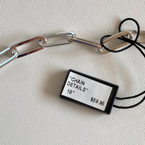 FAC Crystal Chain Link Lariat Style Necklace Silver Tone - Picture 7 of 8